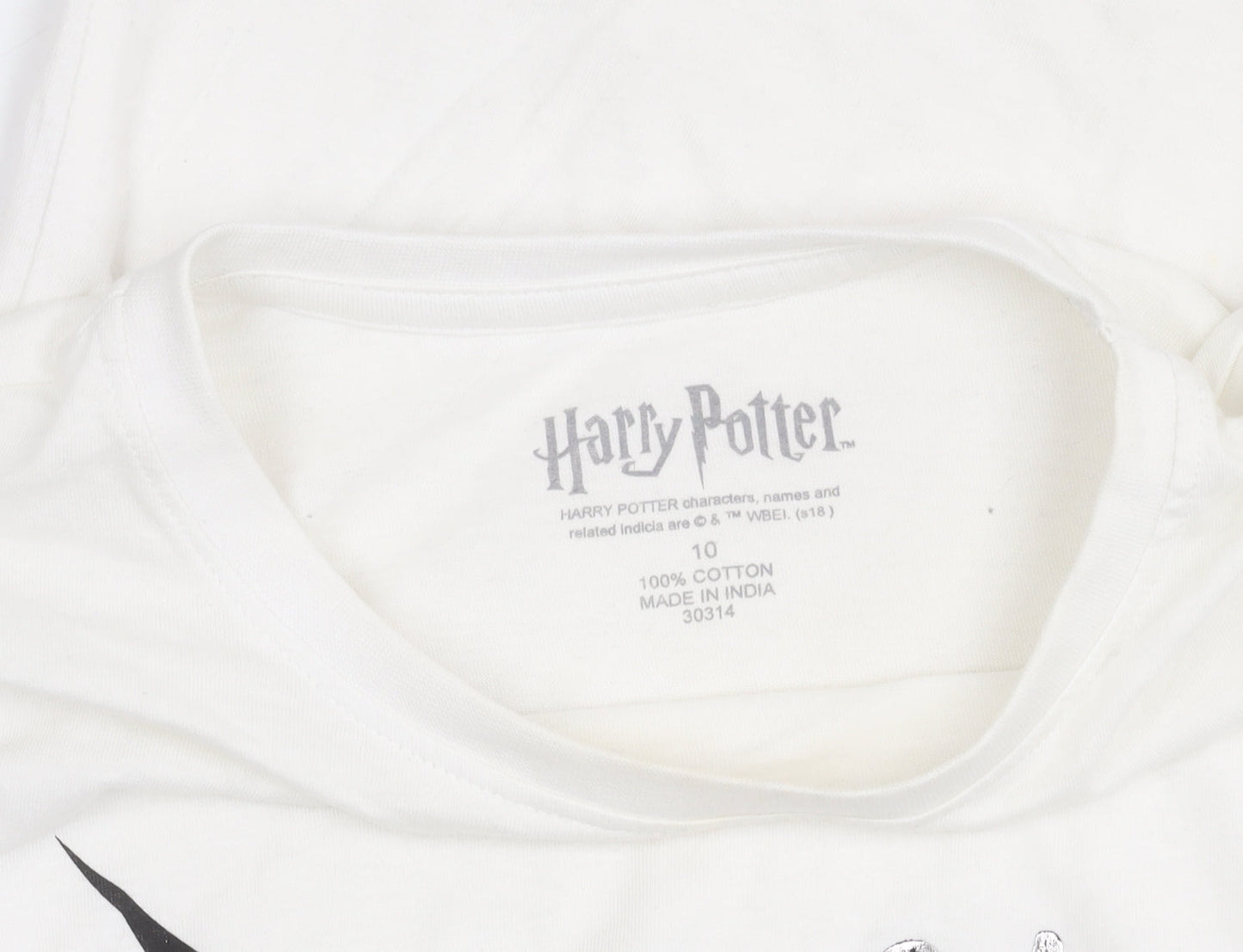 Harry Potter Women White T-Shirt Size 10 Short Sleeve Cotton