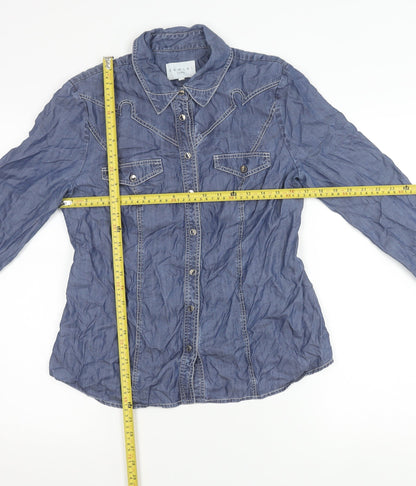 Damsel in a Dress Women’s Blue Lyocell Button-Up Shirt Size 12