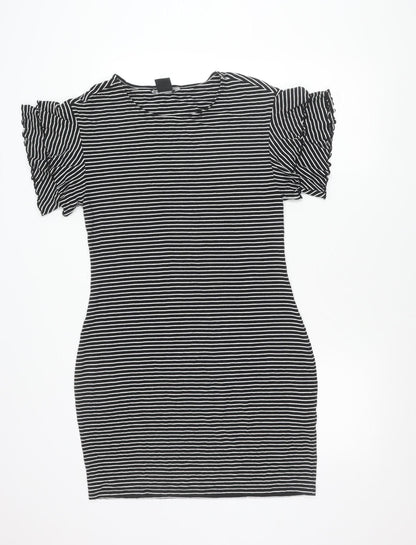 Armani Exchange Women Black Stripe Bodycon Dress Size 14
