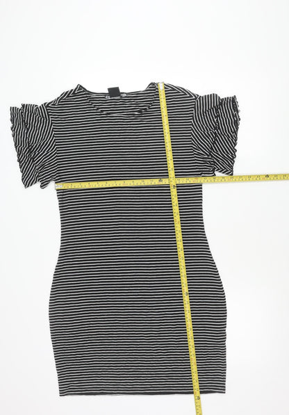 Armani Exchange Women Black Stripe Bodycon Dress Size 14