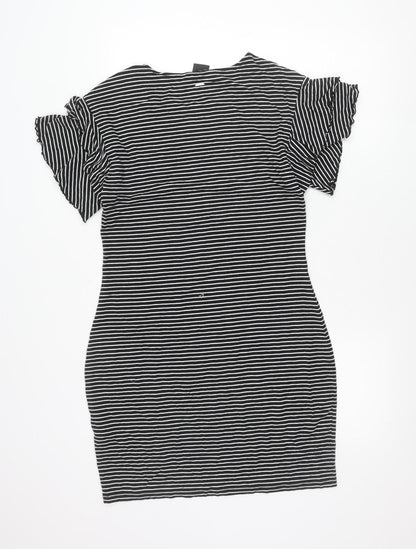 Armani Exchange Women Black Stripe Bodycon Dress Size 14