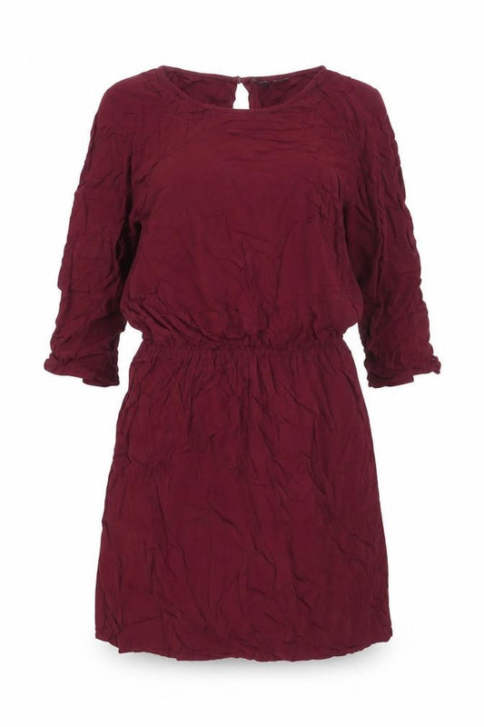 H&M Divided Women Red Long Sleeve Shift Dress Size 8 Keyhole Neck