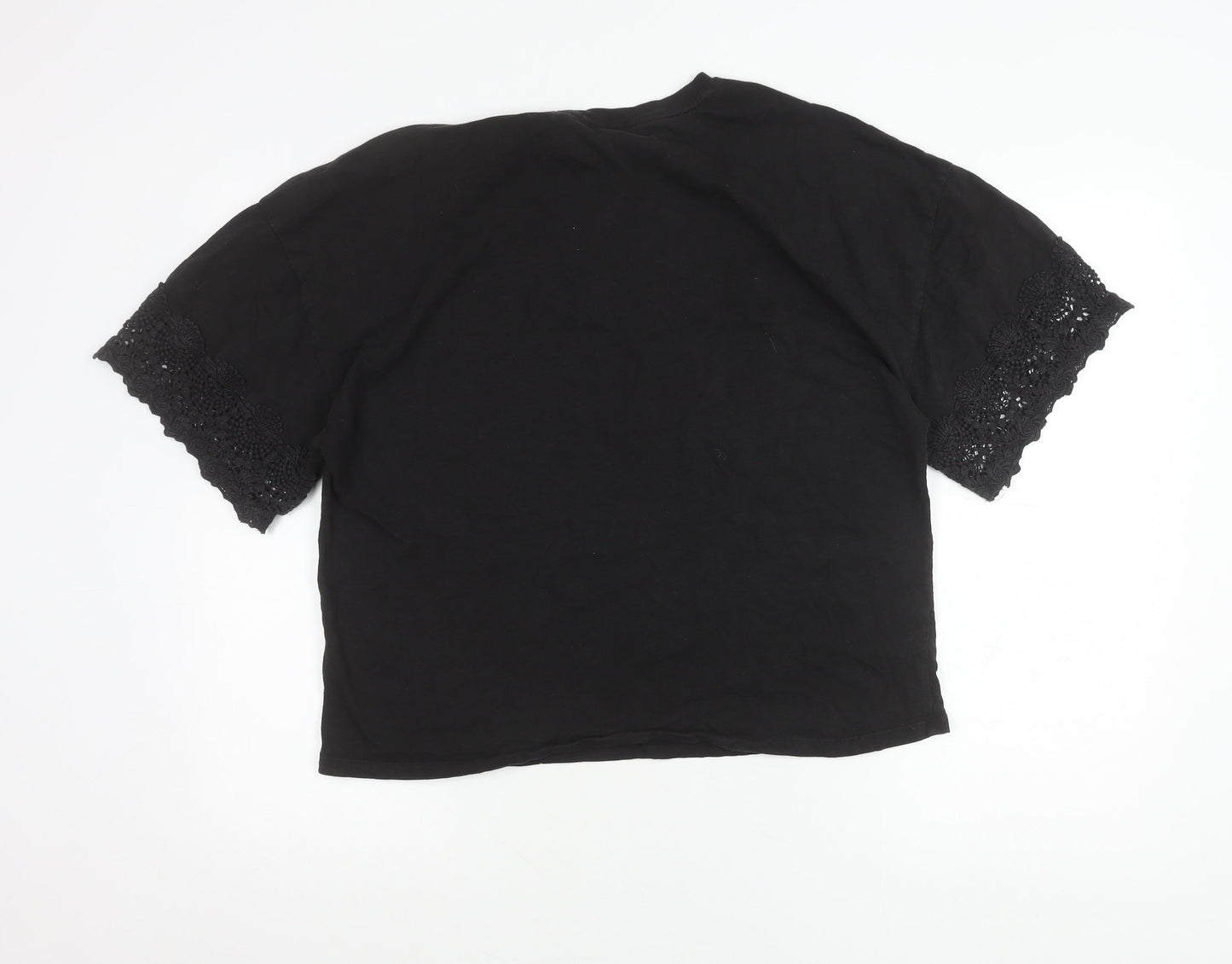 Womens UK Size 16 Superdry Black Cropped T-Shirt