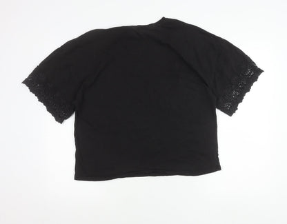 Womens UK Size 16 Superdry Black Cropped T-Shirt