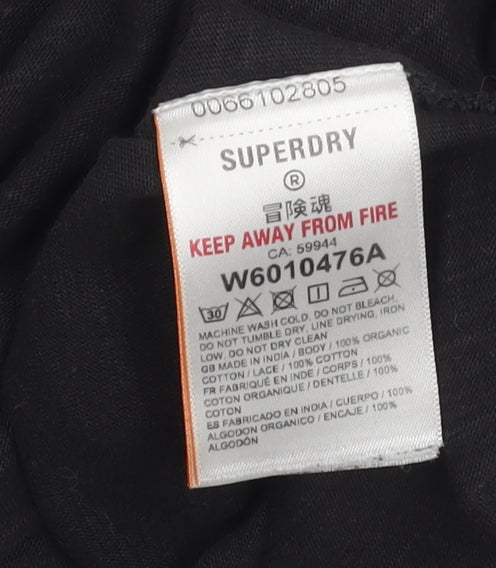 Womens UK Size 16 Superdry Black Cropped T-Shirt