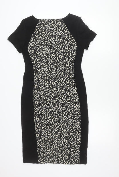 Marks and Spencer Womens Black White Animal Print Sheath Dress UK 12