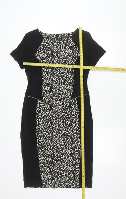 Marks and Spencer Womens Black White Animal Print Sheath Dress UK 12