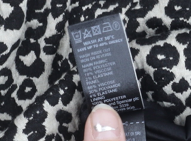 Marks and Spencer Womens Black White Animal Print Sheath Dress UK 12