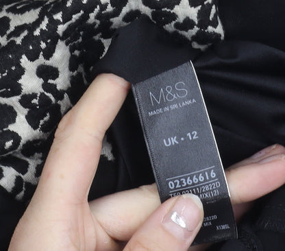 Marks and Spencer Womens Black White Animal Print Sheath Dress UK 12