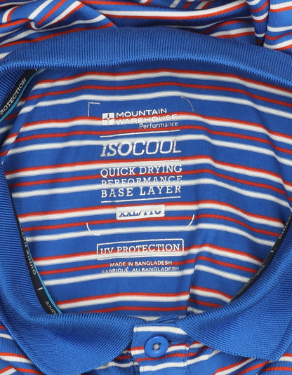 Mountain Warehouse Men’s Blue Striped XXL Polo Shirt Quick Dry UV