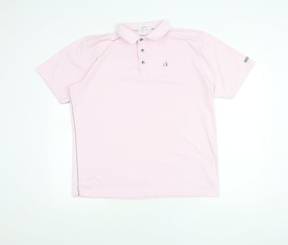 Calvin Klein Men’s Pink Polo Shirt L Short Sleeve Golf Polyester