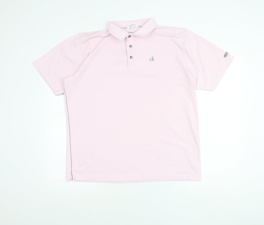 Calvin Klein Men’s Pink Polo Shirt L Short Sleeve Golf Polyester