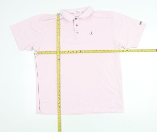 Calvin Klein Men’s Pink Polo Shirt L Short Sleeve Golf Polyester
