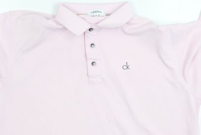 Calvin Klein Men’s Pink Polo Shirt L Short Sleeve Golf Polyester