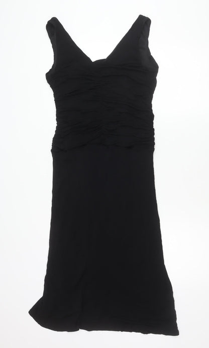 Coast Womens Black Size 16 Formal Sheath Ruched Long Dress