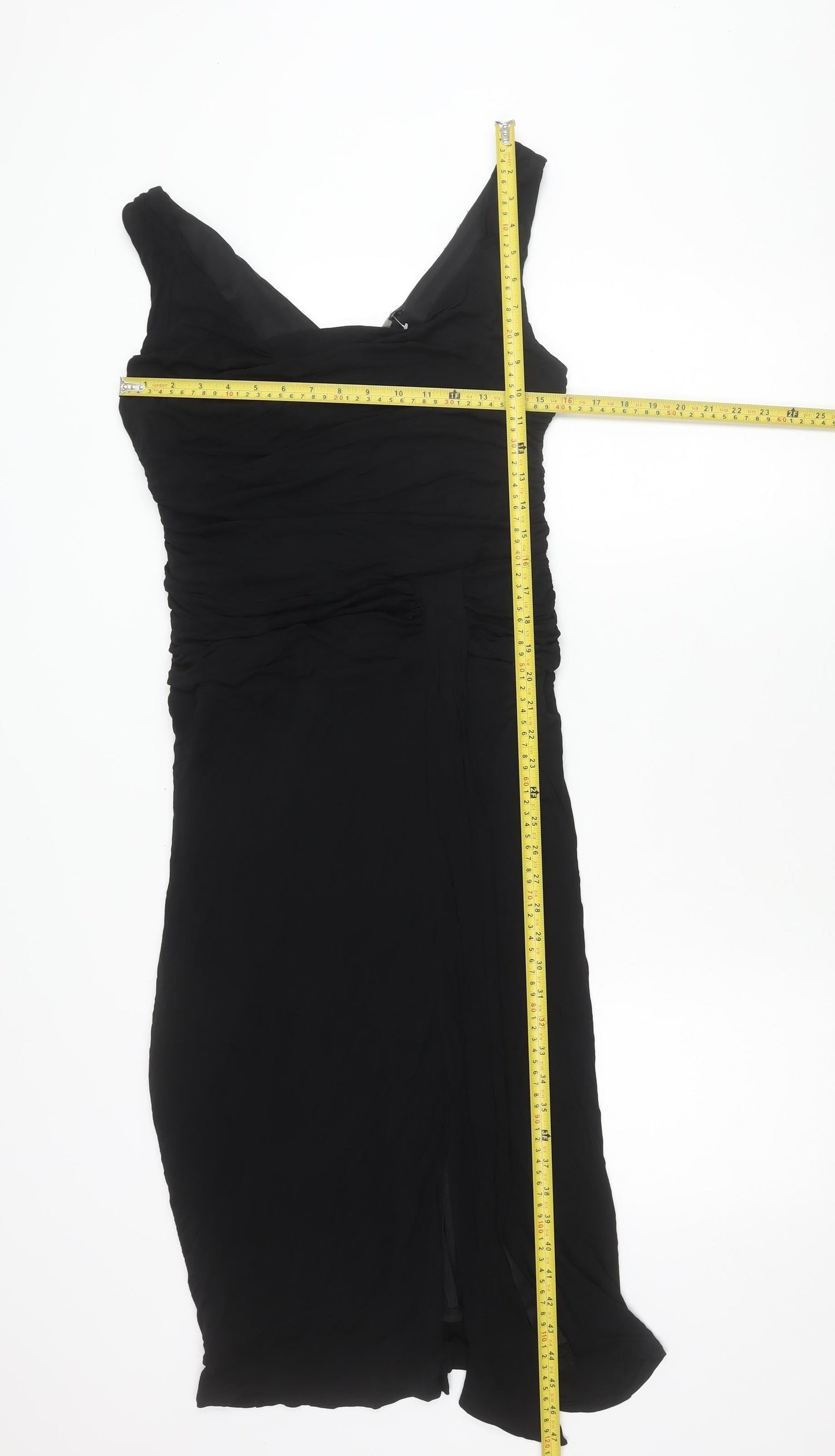 Coast Womens Black Size 16 Formal Sheath Ruched Long Dress