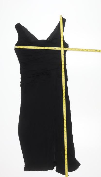 Coast Womens Black Size 16 Formal Sheath Ruched Long Dress