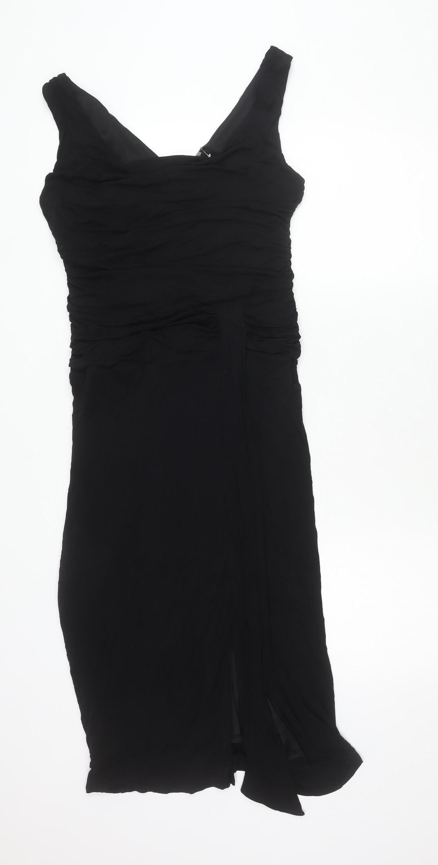 Coast Womens Black Size 16 Formal Sheath Ruched Long Dress