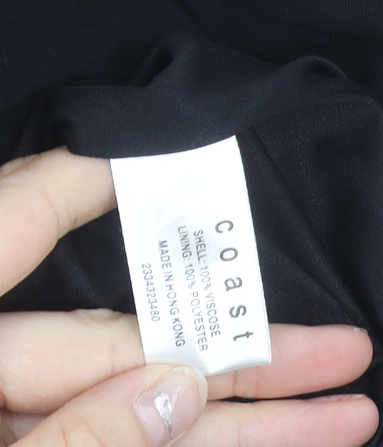 Coast Womens Black Size 16 Formal Sheath Ruched Long Dress