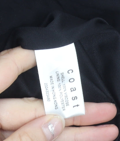 Coast Womens Black Size 16 Formal Sheath Ruched Long Dress