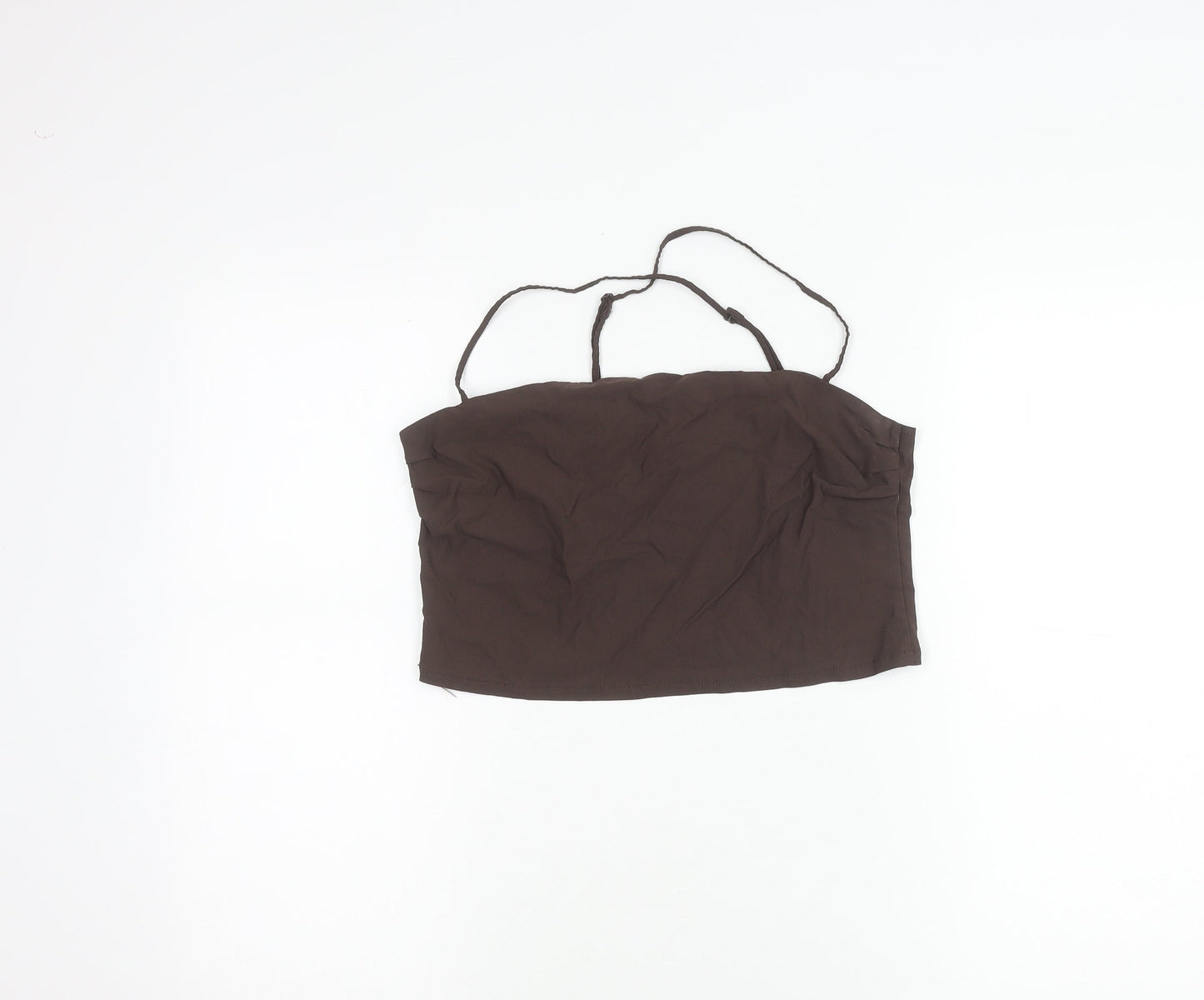 H&M Women Brown Camisole Tank Top Size 12 Slim Fit Stretch