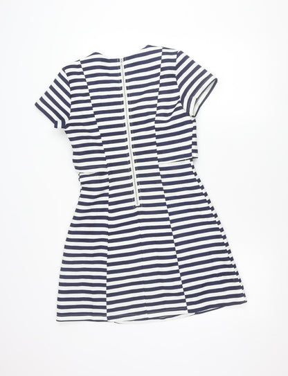 Fashion Union Women’s Blue White Stripe A-Line Short Dress Size 8
