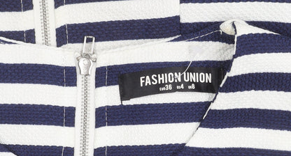 Fashion Union Women’s Blue White Stripe A-Line Short Dress Size 8
