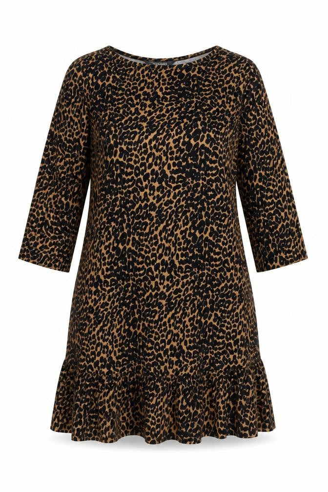 Sosandar Women Brown Leopard Print Shift Dress Size 12