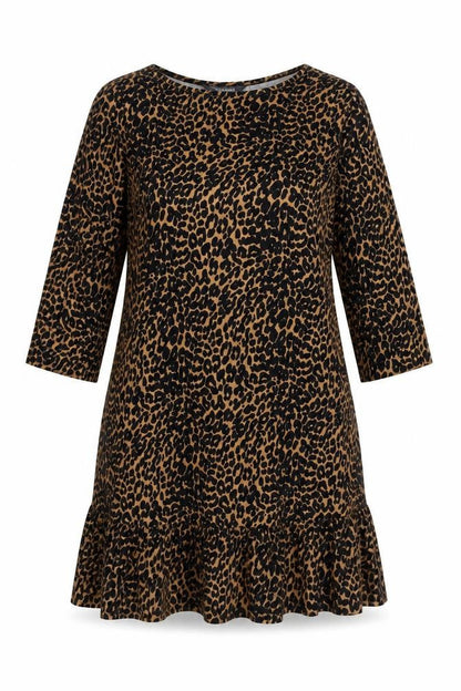Sosandar Women Brown Leopard Print Shift Dress Size 12