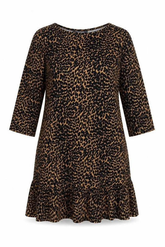 Sosandar Women Brown Leopard Print Shift Dress Size 12