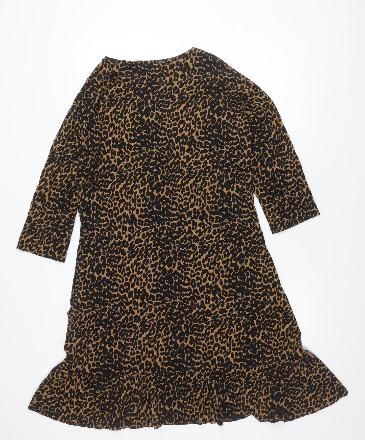 Sosandar Women Brown Leopard Print Shift Dress Size 12
