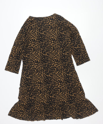Sosandar Women Brown Leopard Print Shift Dress Size 12