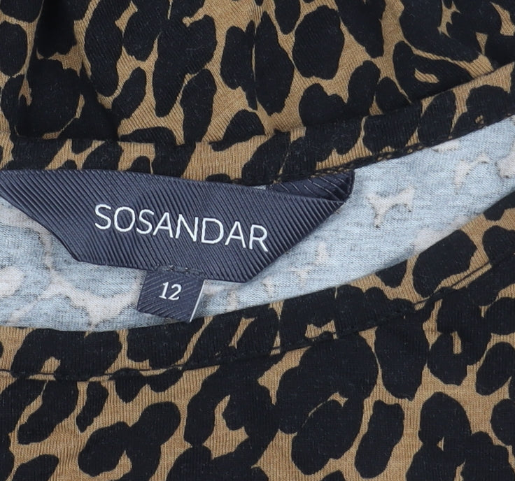 Sosandar Women Brown Leopard Print Shift Dress Size 12