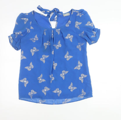 Wallis Women’s Blue Butterfly Print Tunic Blouse Size S