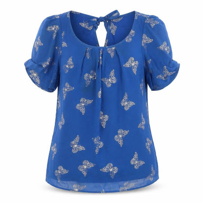 Wallis Women’s Blue Butterfly Print Tunic Blouse Size S