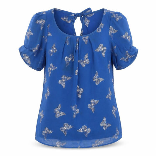 Wallis Women’s Blue Butterfly Print Tunic Blouse Size S
