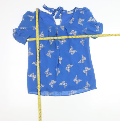 Wallis Women’s Blue Butterfly Print Tunic Blouse Size S