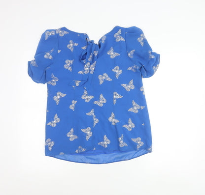 Wallis Women’s Blue Butterfly Print Tunic Blouse Size S