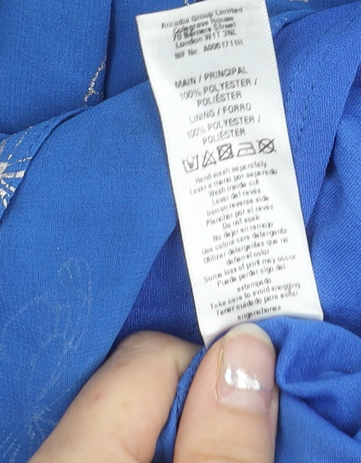 Wallis Women’s Blue Butterfly Print Tunic Blouse Size S