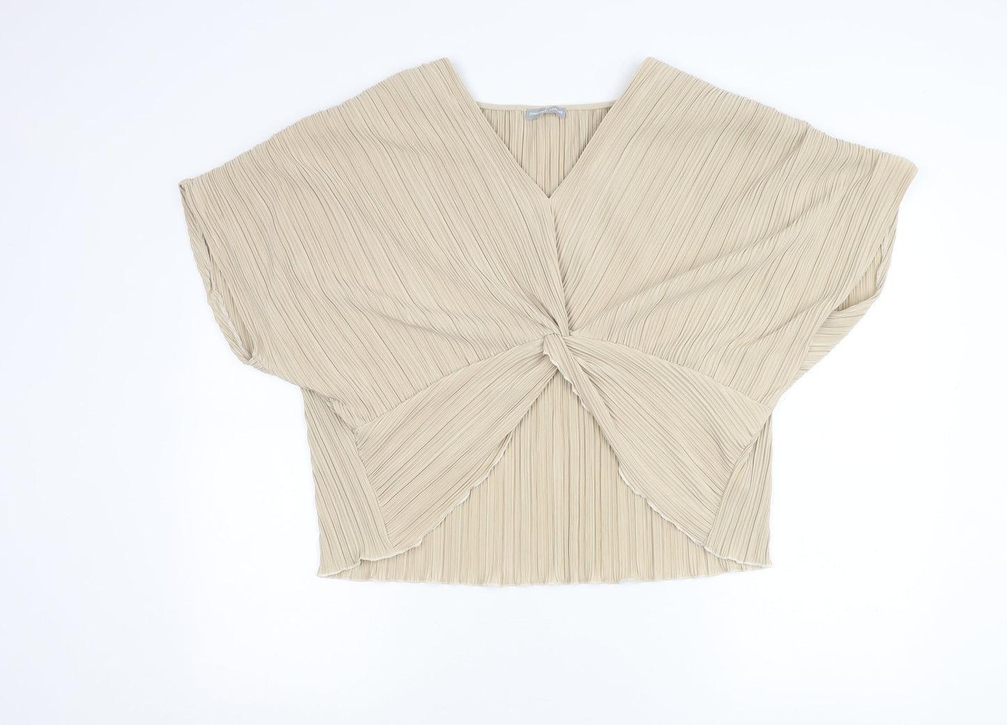 Dorothy Perkins Women’s Beige Size 12 Cropped Pleated V-Neck Blouse