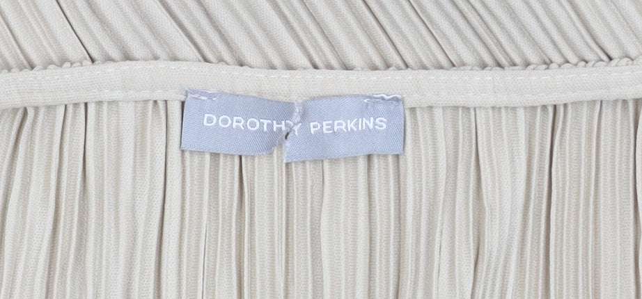 Dorothy Perkins Women’s Beige Size 12 Cropped Pleated V-Neck Blouse