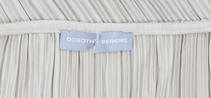 Dorothy Perkins Women’s Beige Size 12 Cropped Pleated V-Neck Blouse