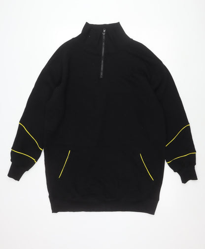 Threadbare Women Black Size 10 1/4 Zip Sweatshirt Cotton Blend