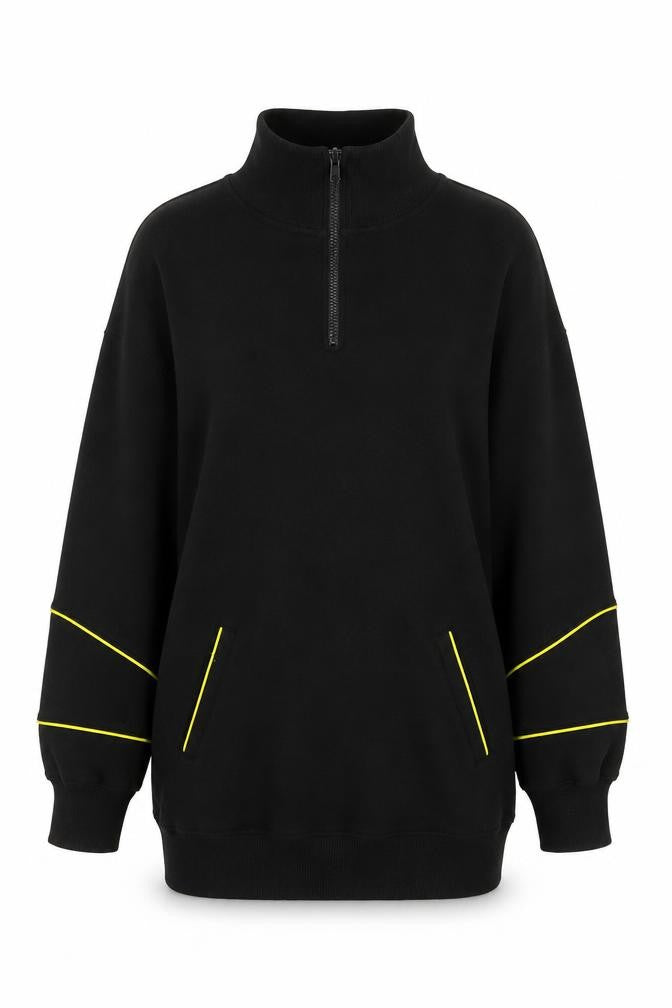 Threadbare Women Black Size 10 1/4 Zip Sweatshirt Cotton Blend