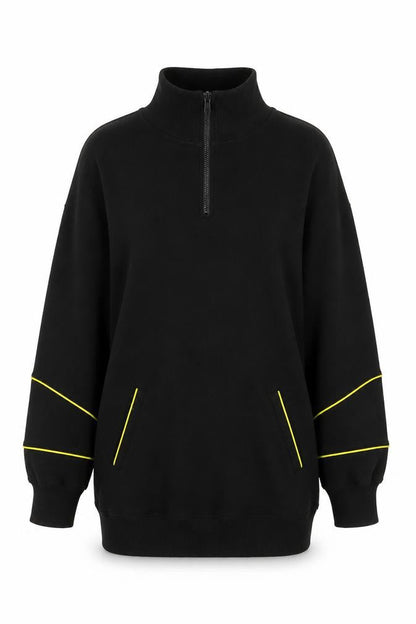 Threadbare Women Black Size 10 1/4 Zip Sweatshirt Cotton Blend