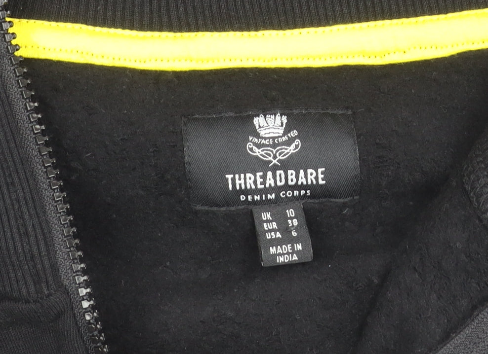 Threadbare Women Black Size 10 1/4 Zip Sweatshirt Cotton Blend