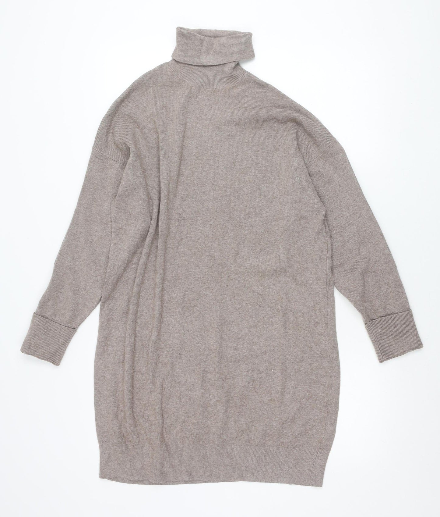 F&F Women’s Beige Roll Neck Long Sleeve Pullover Jumper Size 8