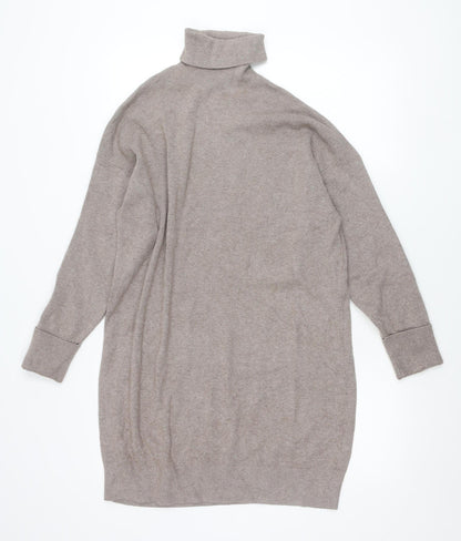 F&F Women’s Beige Roll Neck Long Sleeve Pullover Jumper Size 8