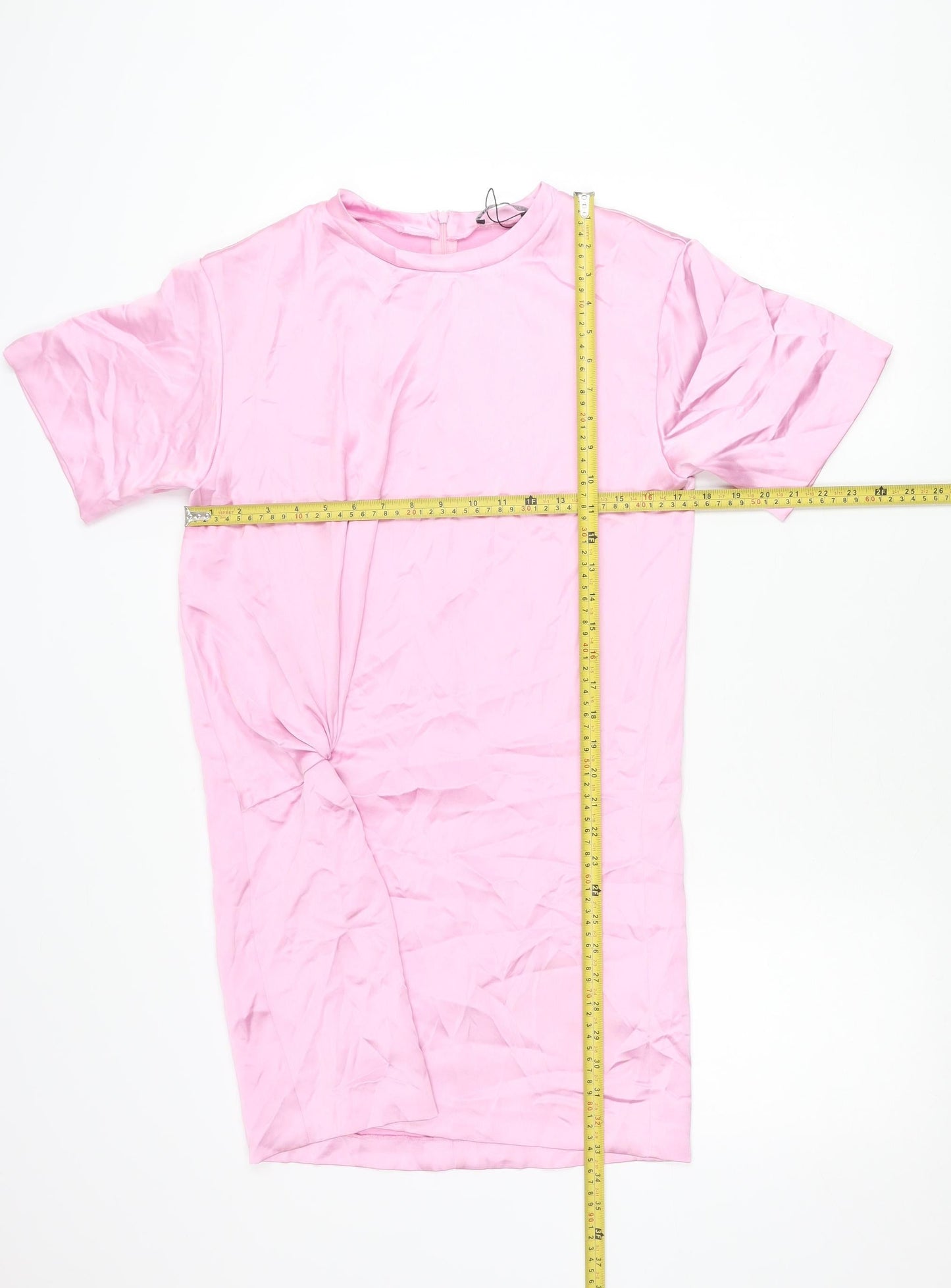 Zara Women Pink Shift Dress Size 8 Short Sleeve Knee Length Polyester