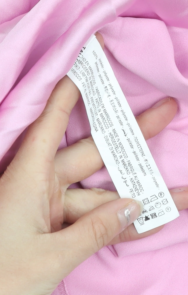 Zara Women Pink Shift Dress Size 8 Short Sleeve Knee Length Polyester